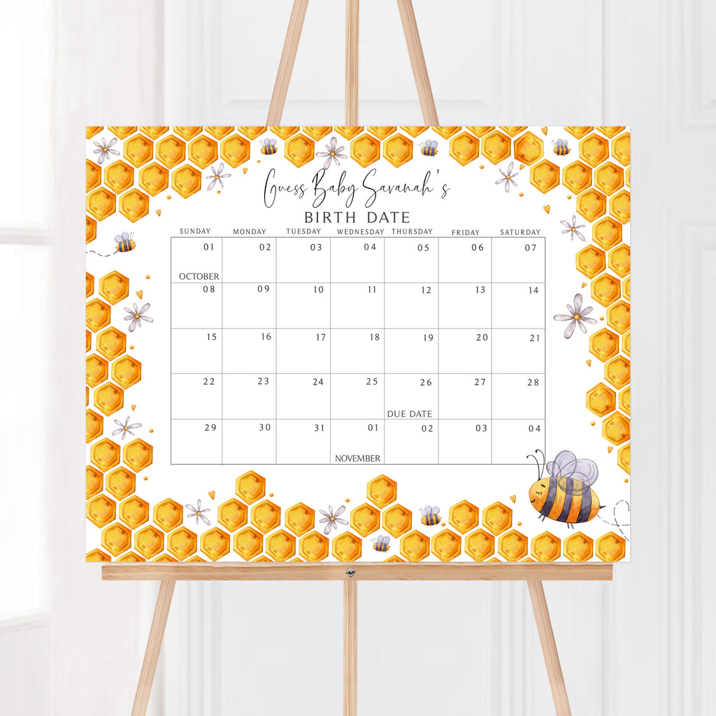 Honey Bee Baby Shower Due Date Calendar