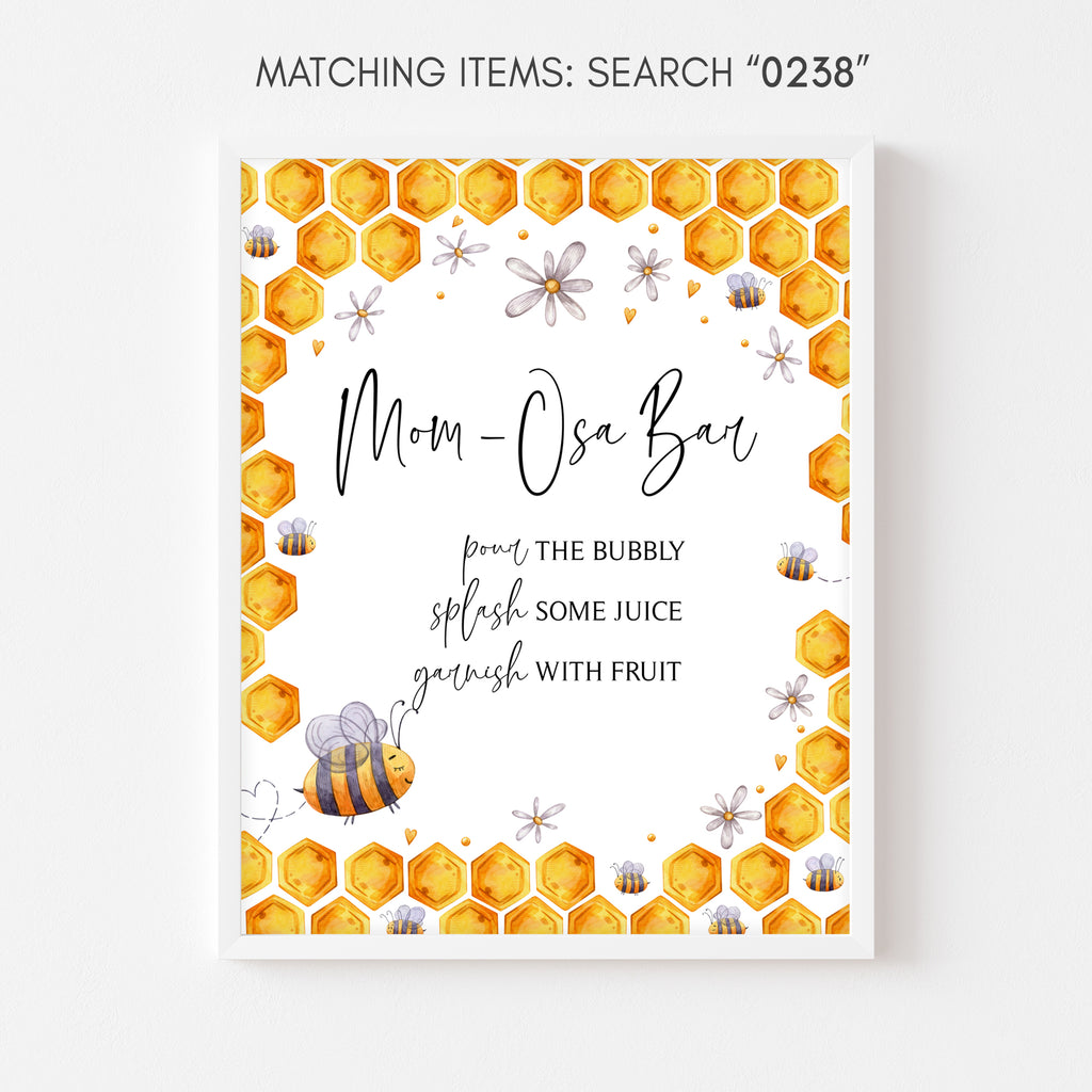 Honey Bee Baby Shower Mom Osa Bar Sign