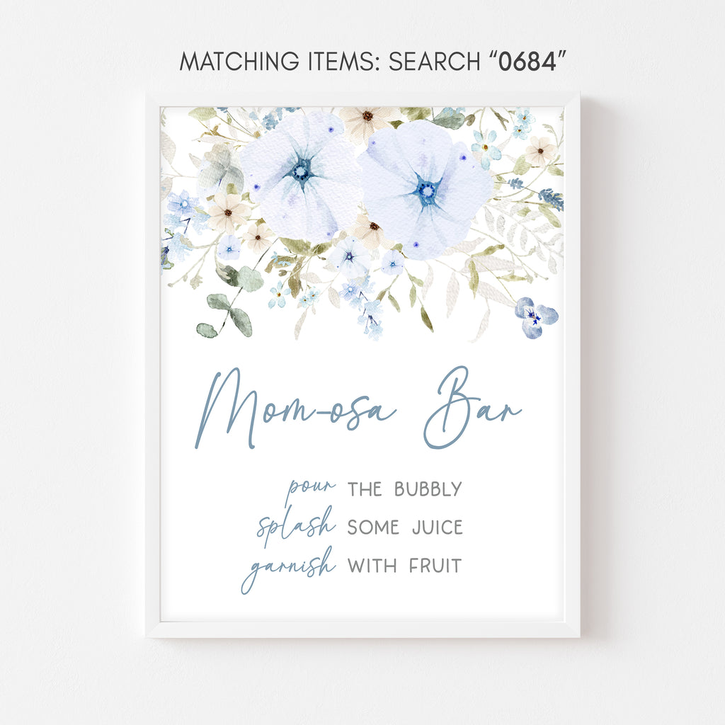 Blue Baby in Bloom Baby Shower Mom Osa Bar Sign