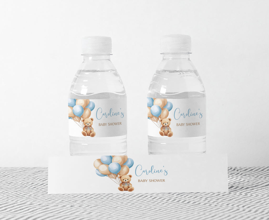 Bear Balloon Baby Shower Bottle Label