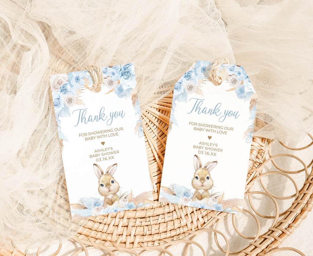 Boy Bunny Rabbit Baby Shower Favor Tag