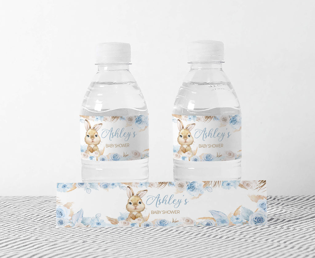 Boy Bunny Rabbit Baby Shower Bottle Label