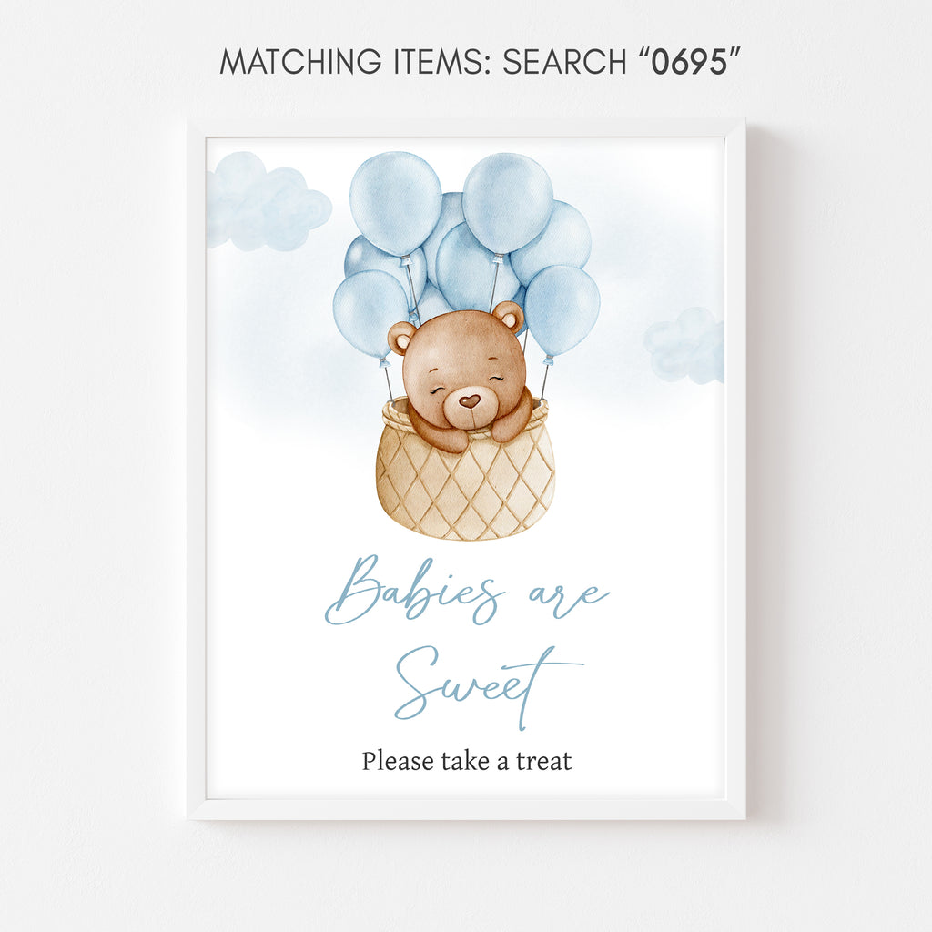 Bear Hot Air Balloon Baby Shower Babies are Sweet Sign