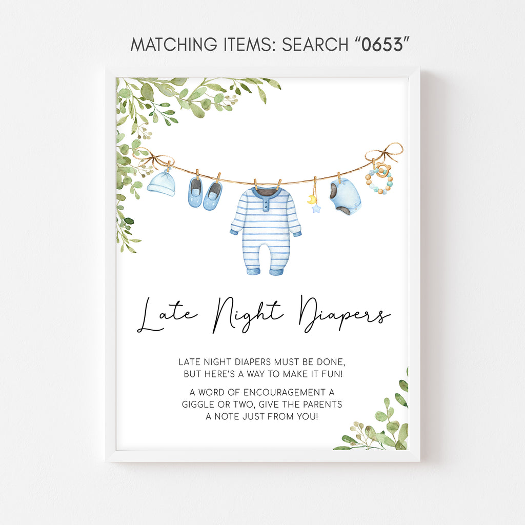 Boy Baby Clothes Baby Shower Late Night Diapers Sign