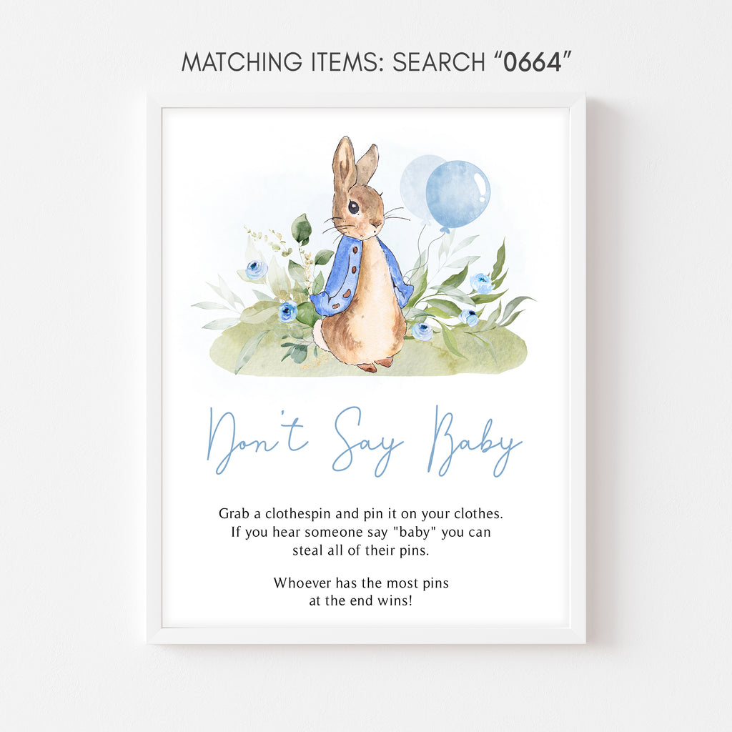 Blue Peter Rabbit Baby Shower Don't Say Baby Sign