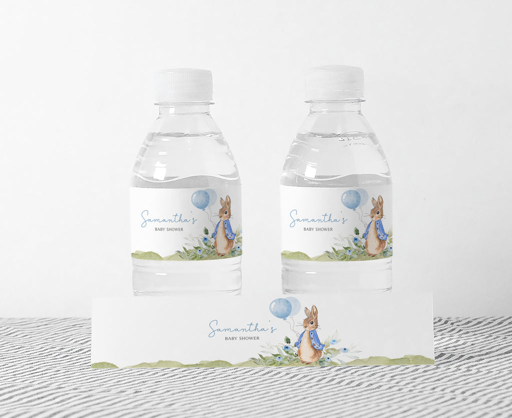 Blue Peter Rabbit Baby Shower Bottle Label