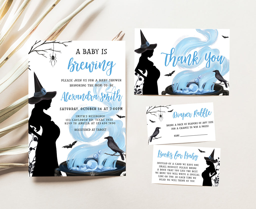 A Baby is Brewing Halloween Baby Shower Invitation Set