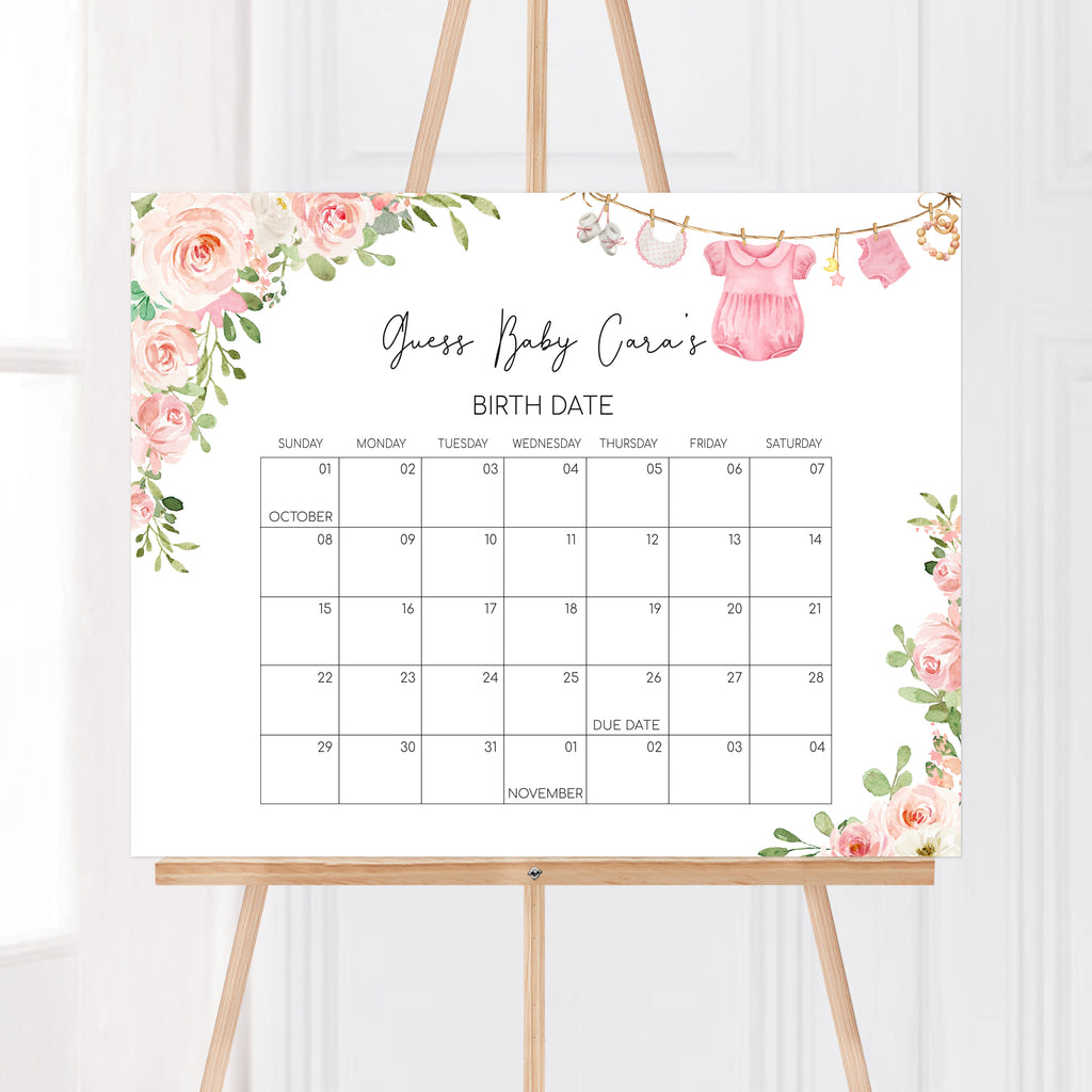 Girl Baby Clothes Baby Shower Due Date Calendar