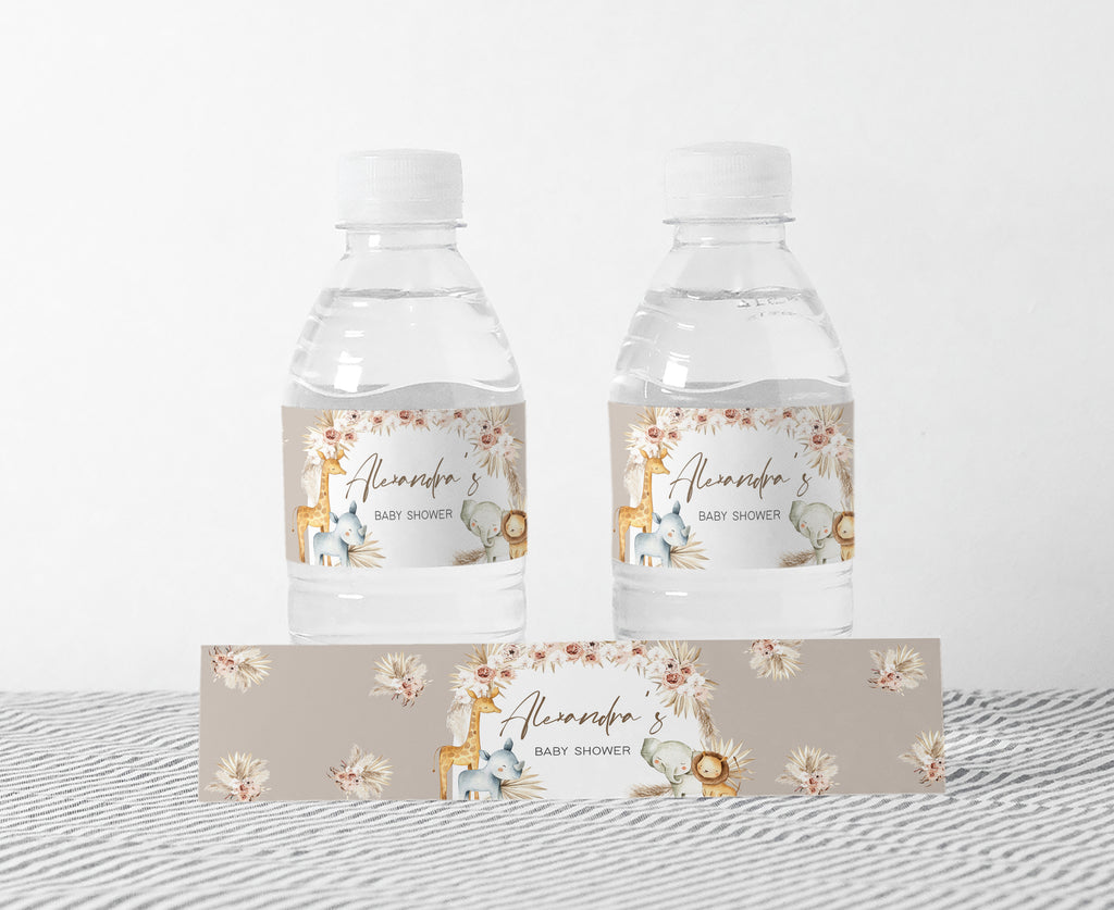 Boho Safari Baby Shower Bottle Label