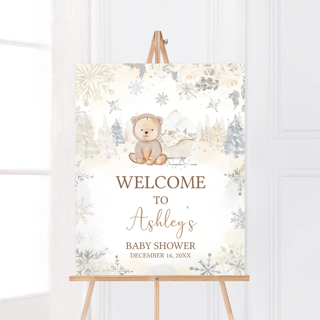 Winter Bear Baby Shower Welcome Sign