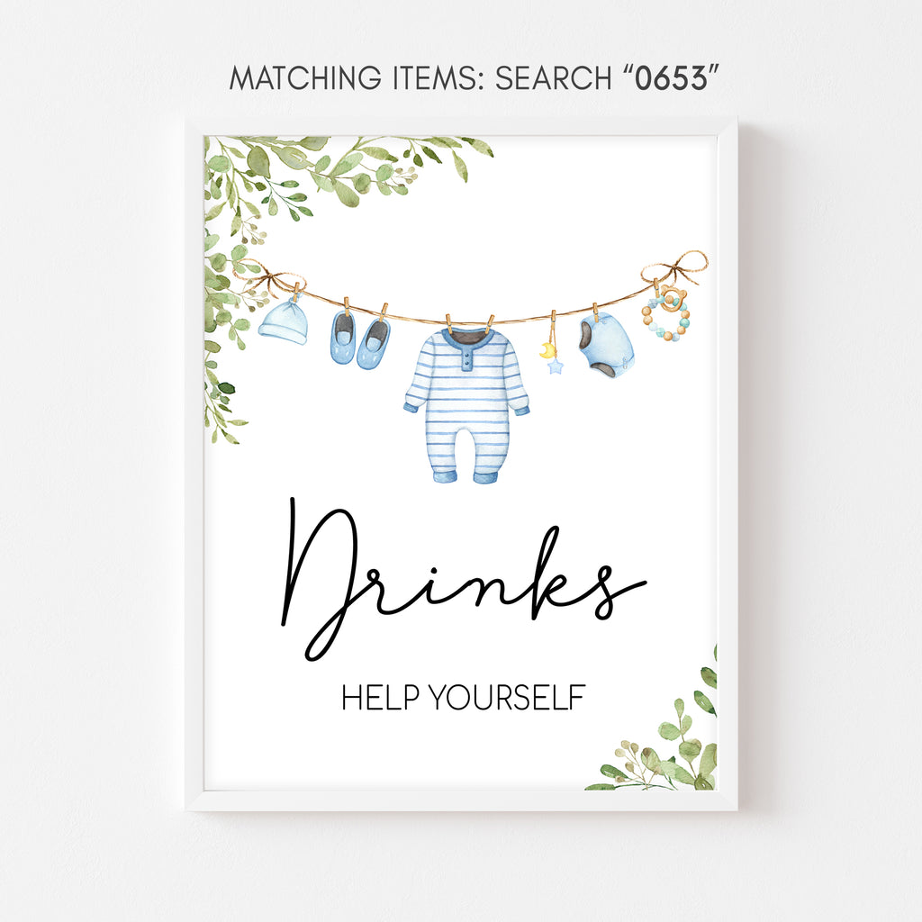 Boy Baby Clothes Baby Shower Drinks Sign