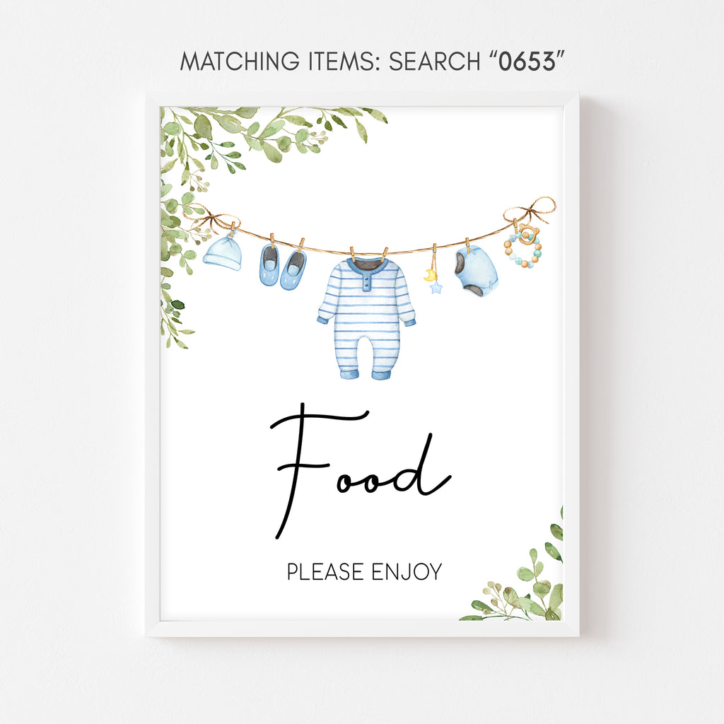 Boy Baby Clothes Baby Shower Food Sign