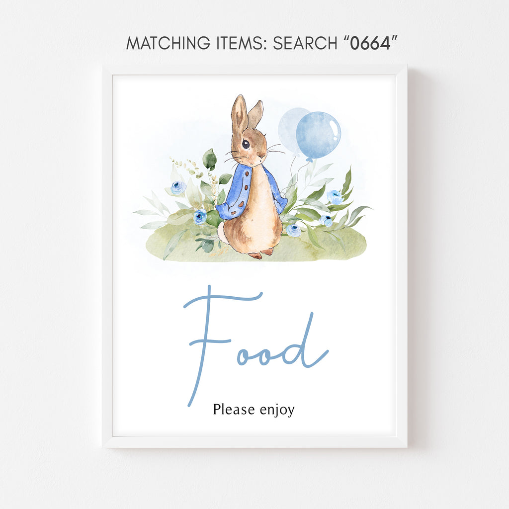 Blue Peter Rabbit Baby Shower Food Sign