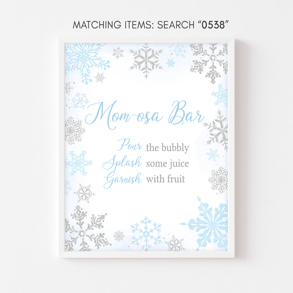 Blue Snowflake Baby Shower Mom Osa Bar Sign