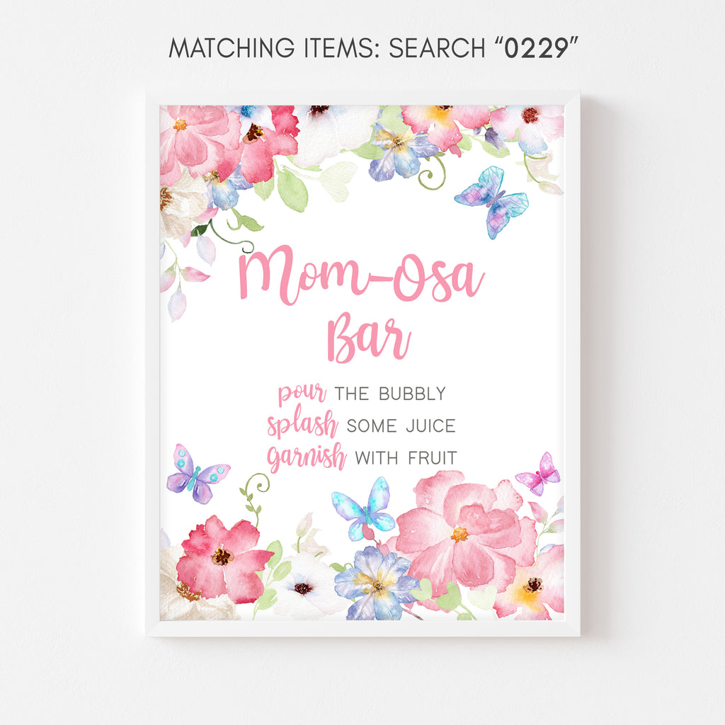 Butterfly Baby Shower Mom Osa Bar Sign