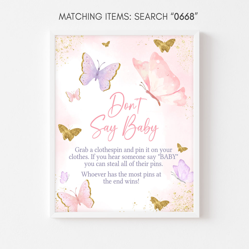 Butterfly Baby Shower Don't Say Baby Sign