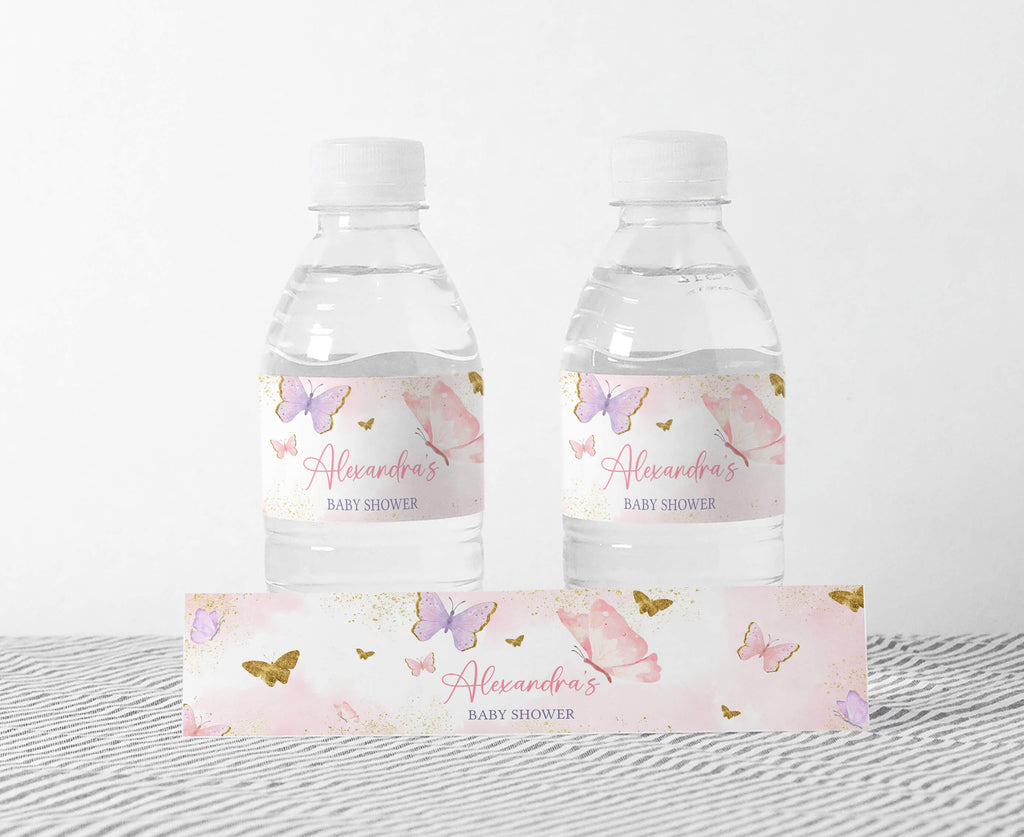 Butterfly Baby Shower Bottle Label