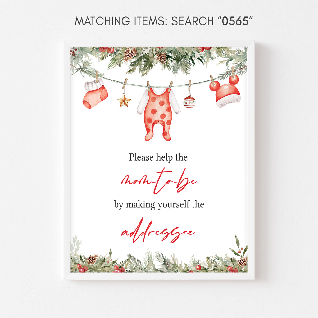 Merry Little Christmas Baby Shower Envelope Station Sign