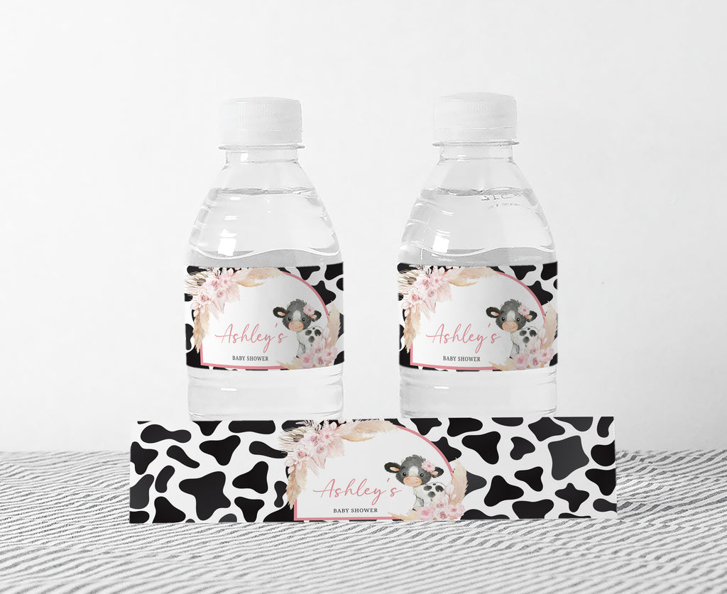 Cow Baby Shower Bottle Label