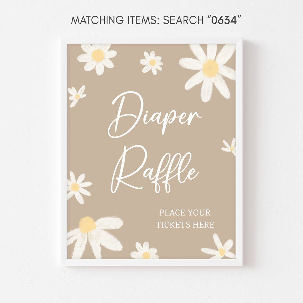 Floral Daisy Baby Shower Diaper Raffle Sign