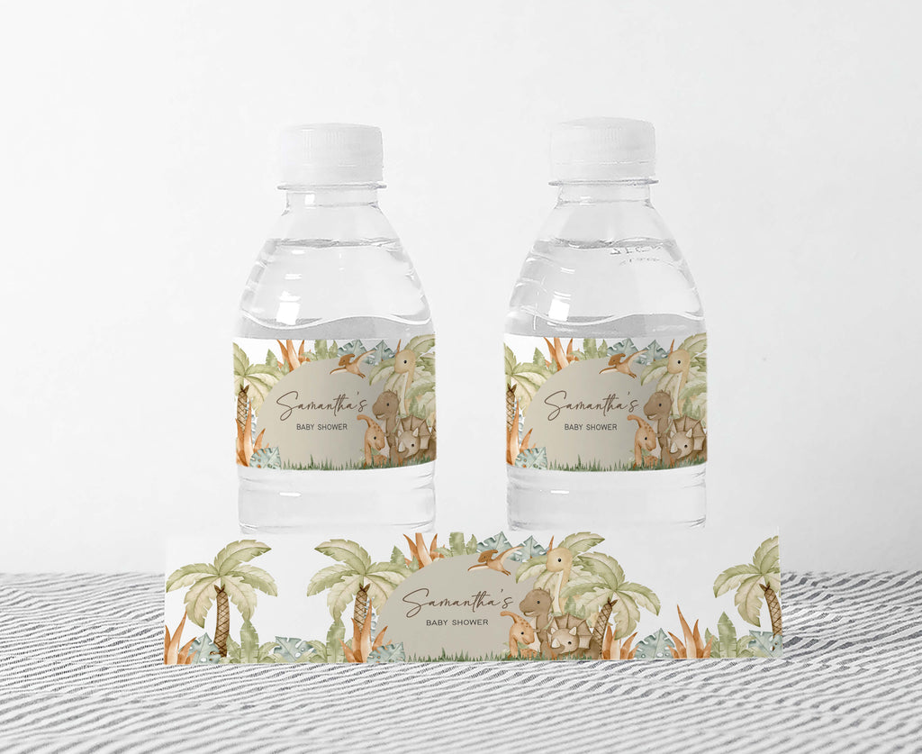 Dinosaur Safari Baby Shower Bottle Label