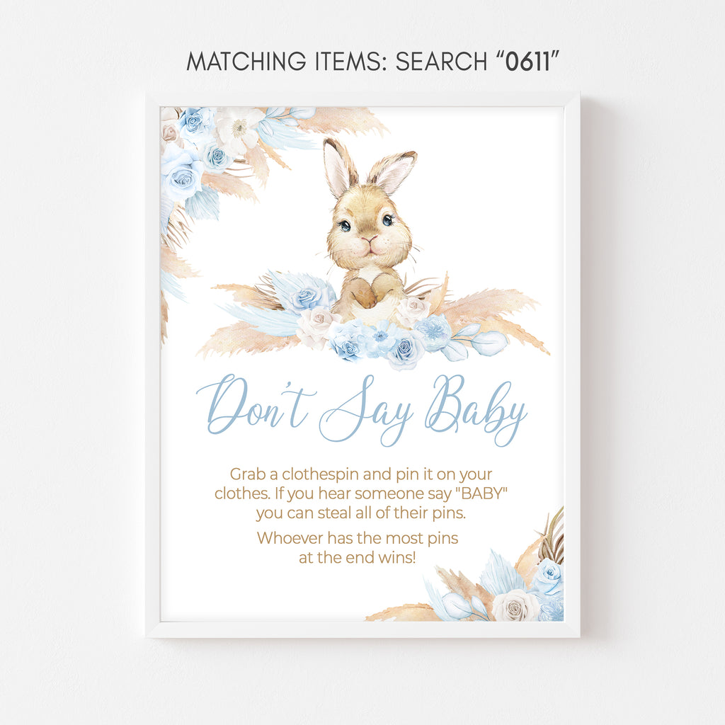 Boy Bunny Rabbit Baby Shower Don't Say Baby Sign