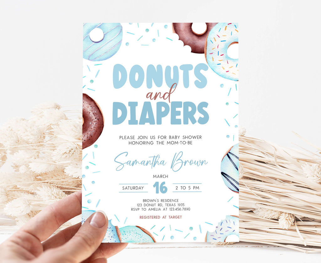 Donuts and Diapers Baby Shower Invitation