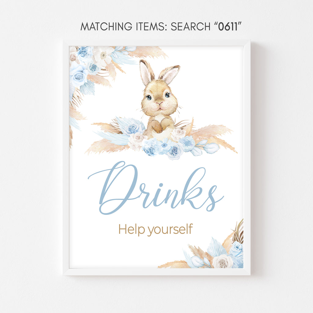 Boy Bunny Rabbit Baby Shower Drinks Sign