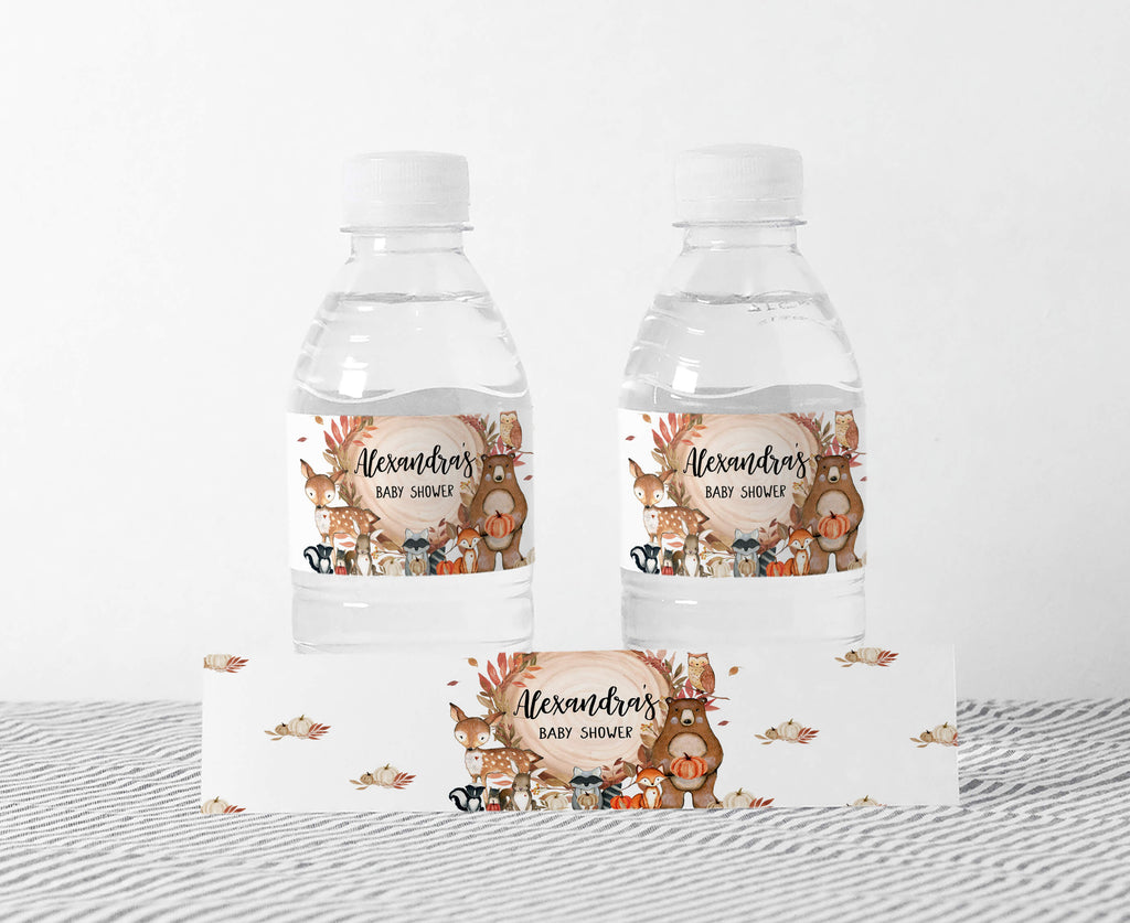 Fall Woodland Baby Shower Bottle Label