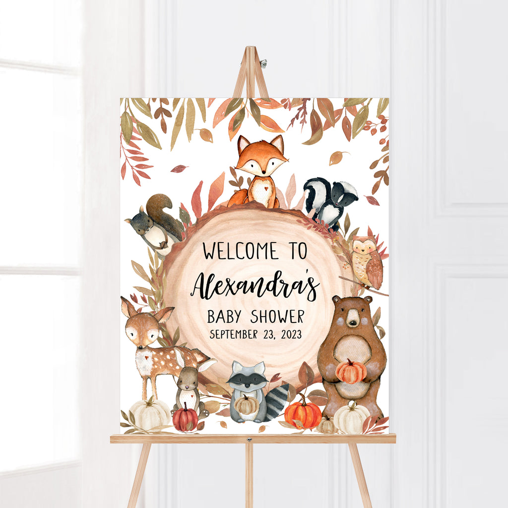 Fall Woodland Baby Shower Welcome Sign