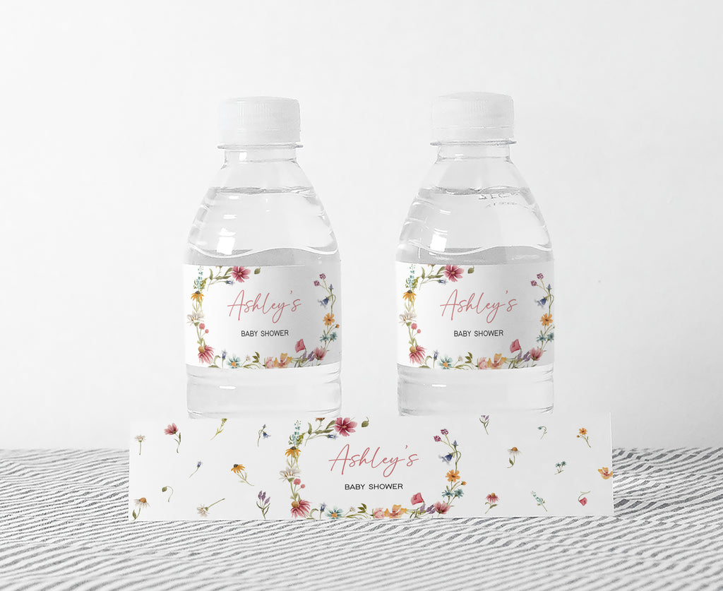 Wildflower Baby Shower Bottle Label