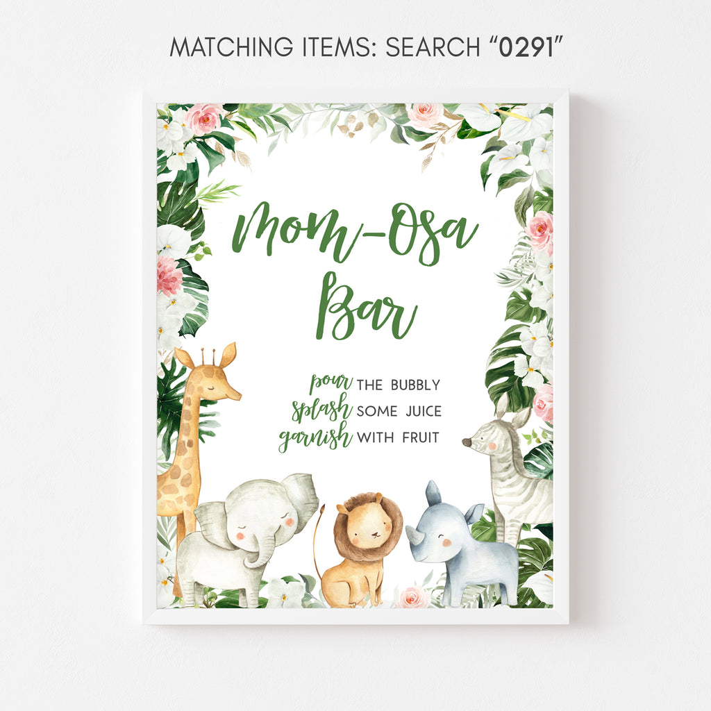 Floral Safari Baby Shower Mom Osa Bar Sign