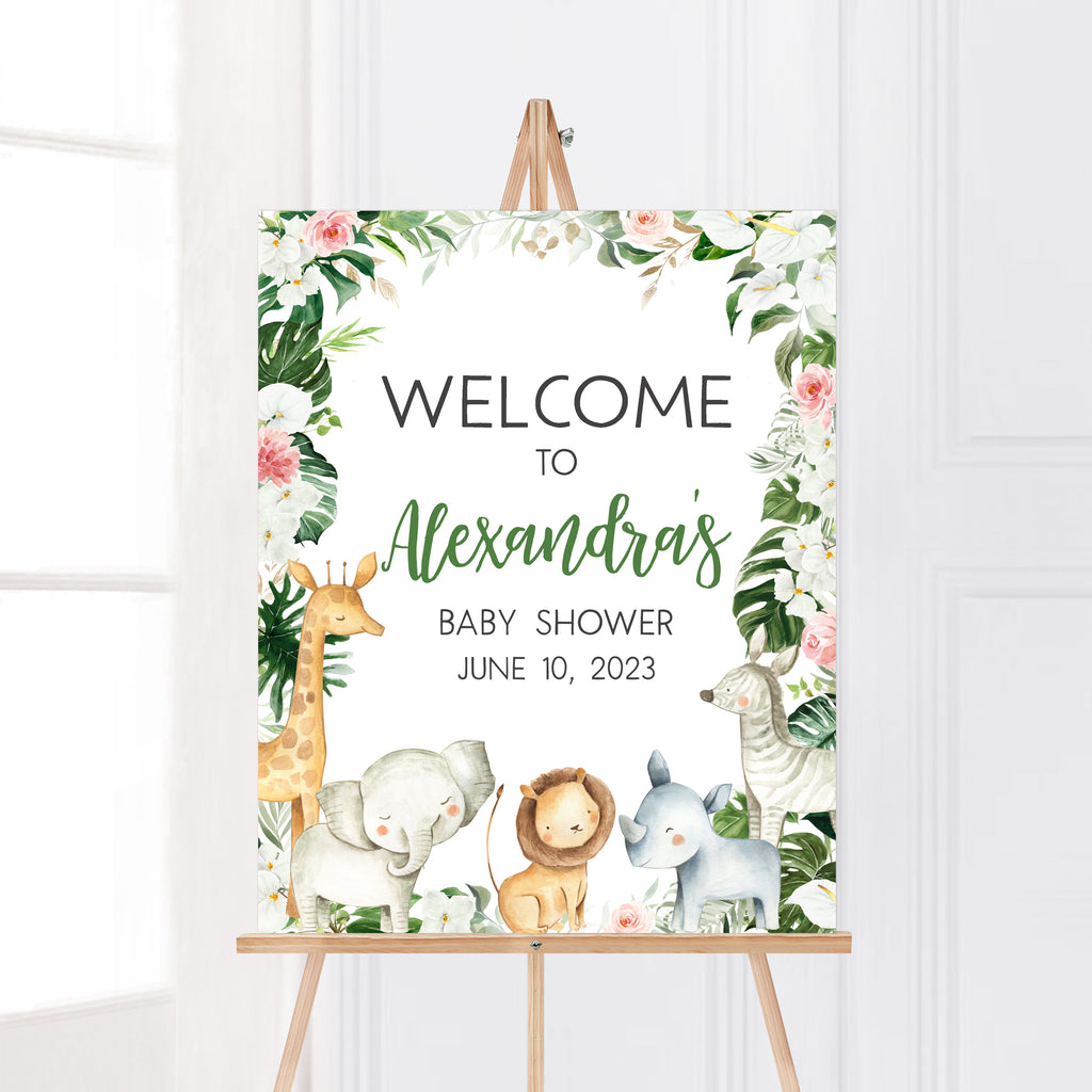 Floral Safari Baby Shower Welcome Sign