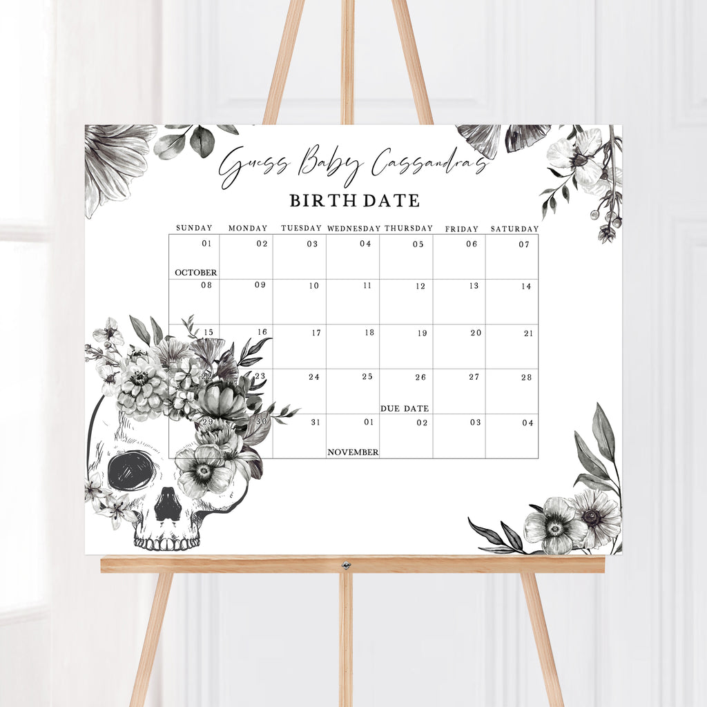 Gothic Baby Shower Due Date Calendar