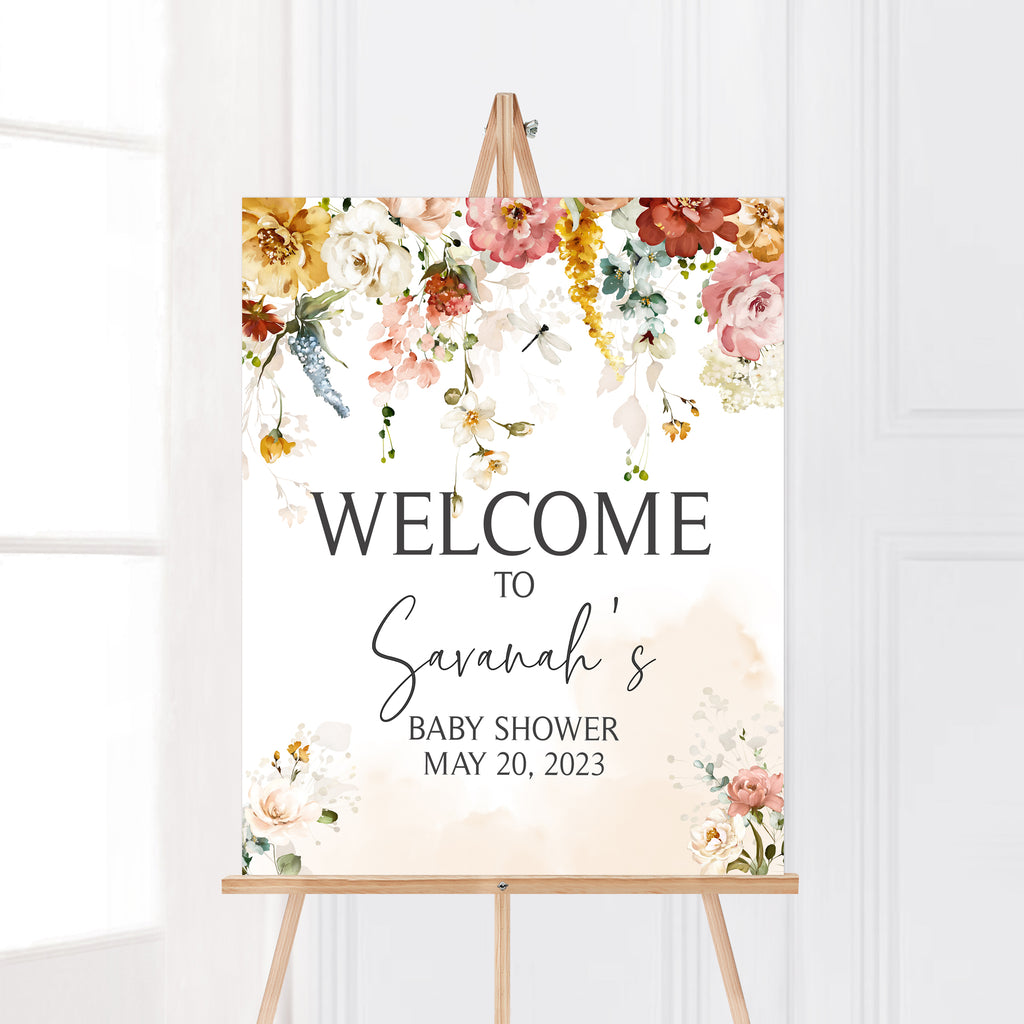 Garden Flowers Baby Shower Welcome Sign