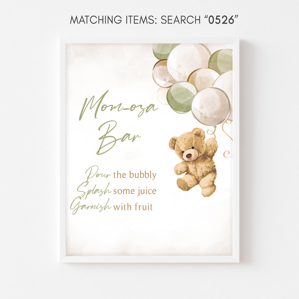 Gender Neutral Bear Baby Shower Mom Osa Bar Sign