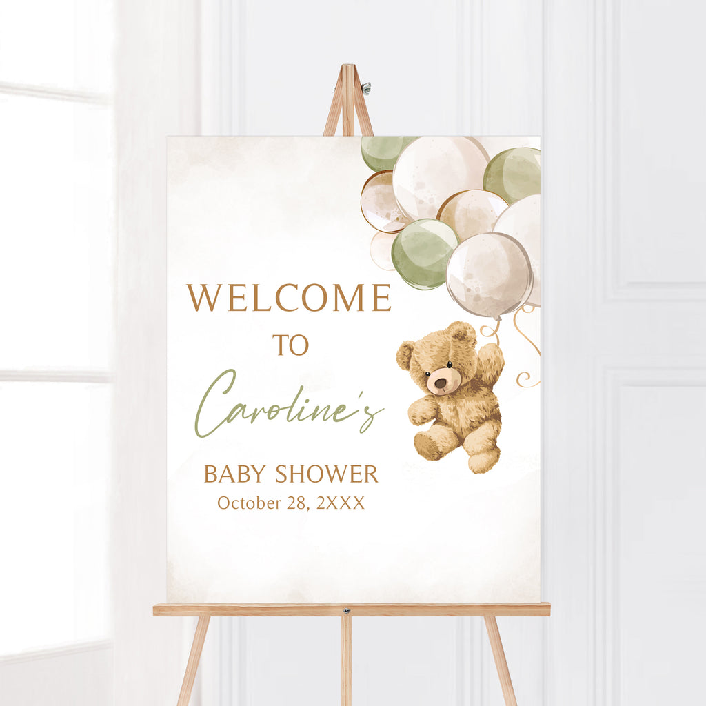 Gender Neutral Bear Baby Shower Welcome Sign