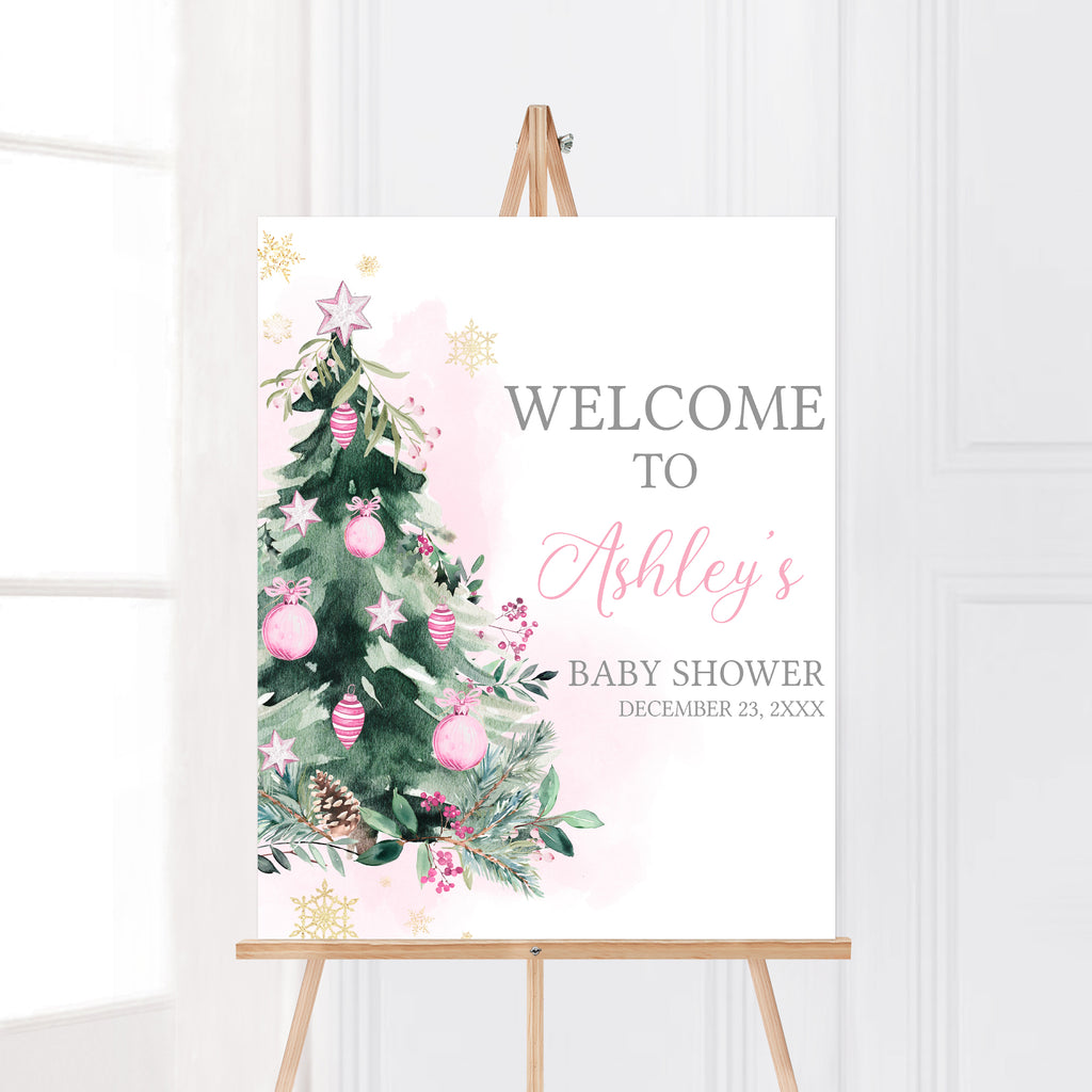  Pink A Little Bundle of Joy Christmas Baby Shower Welcome Sign