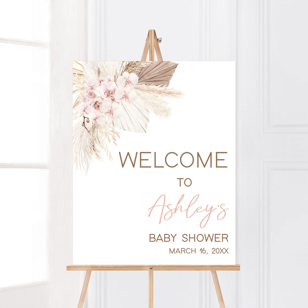 Boho Floral Baby Shower Welcome Sign