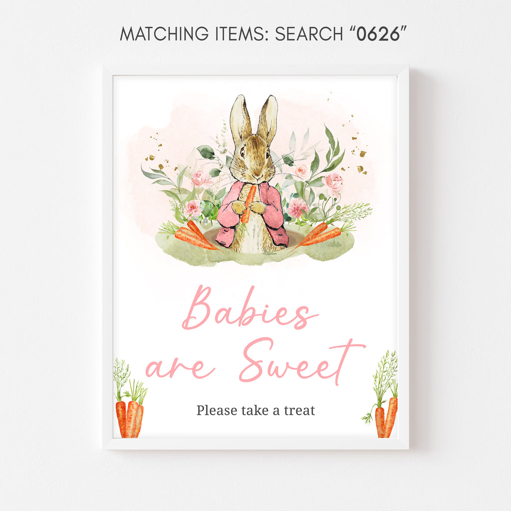 Pink Peter Rabbit Baby Shower Babies are Sweet Sign