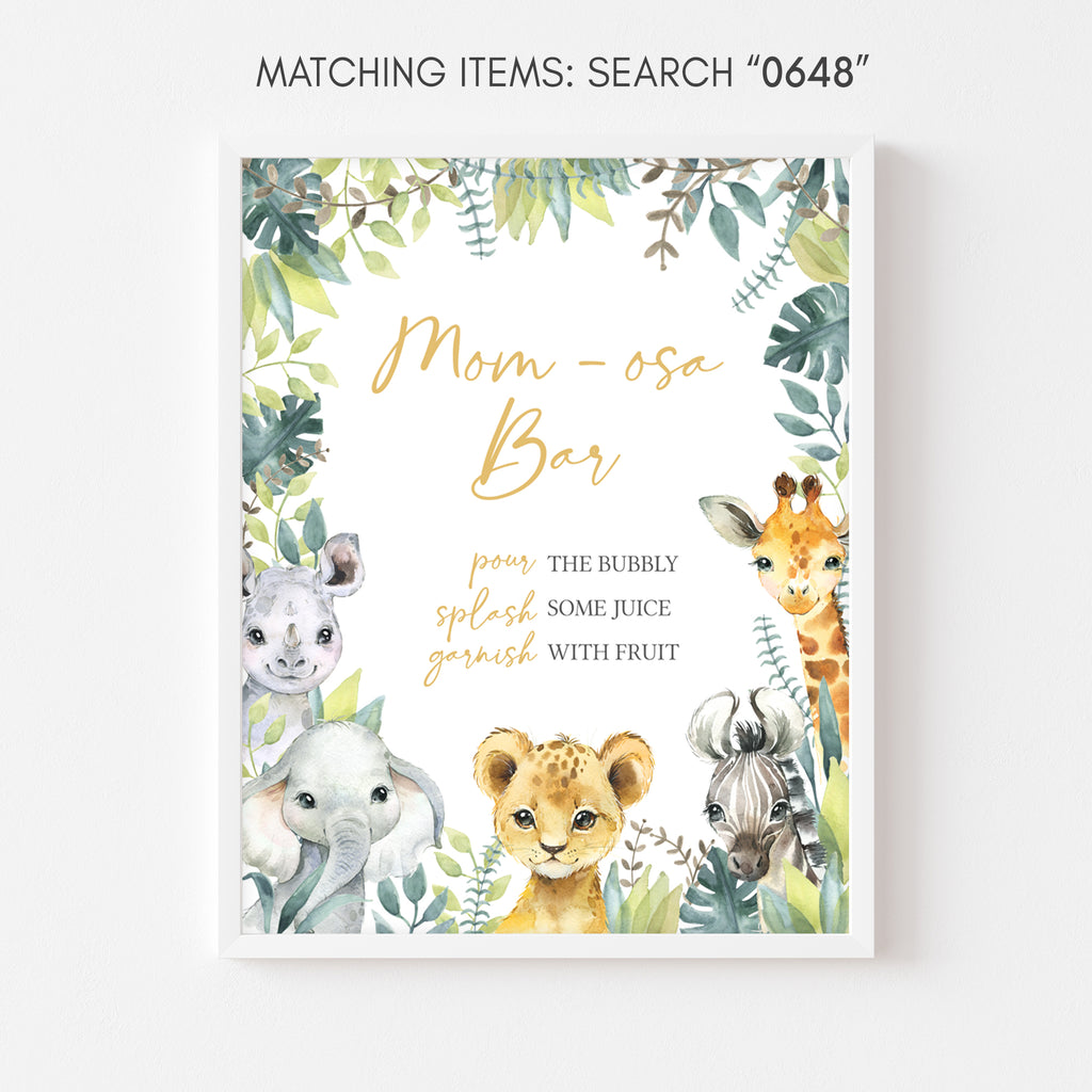 Safari Baby Shower Mom Osa Bar Sign