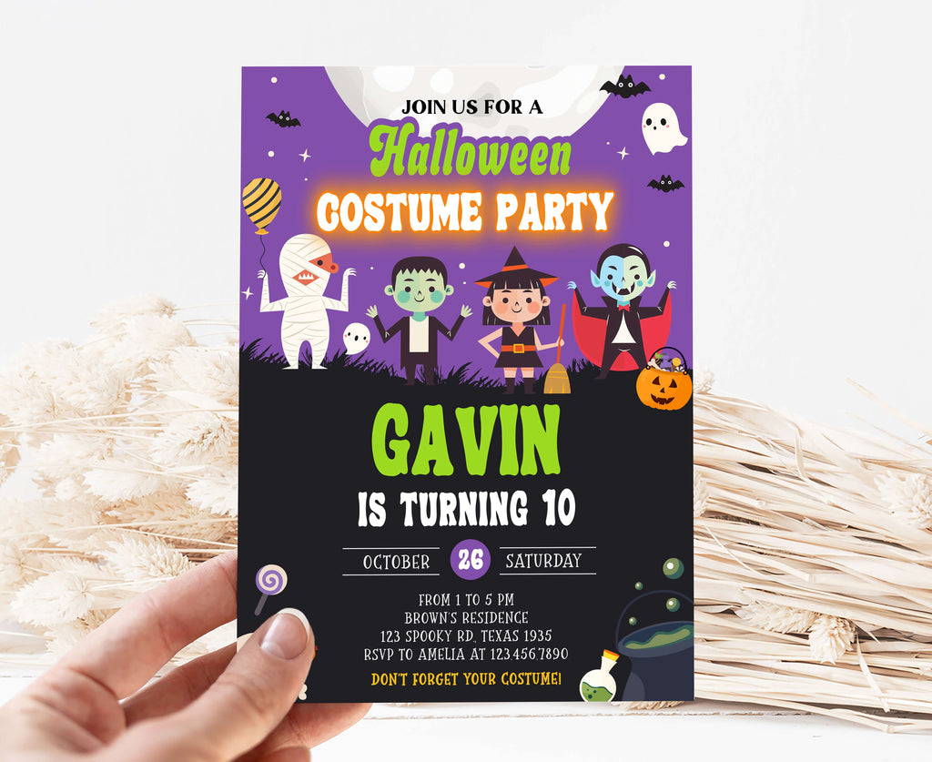 Halloween Costume Party Birthday Invitation