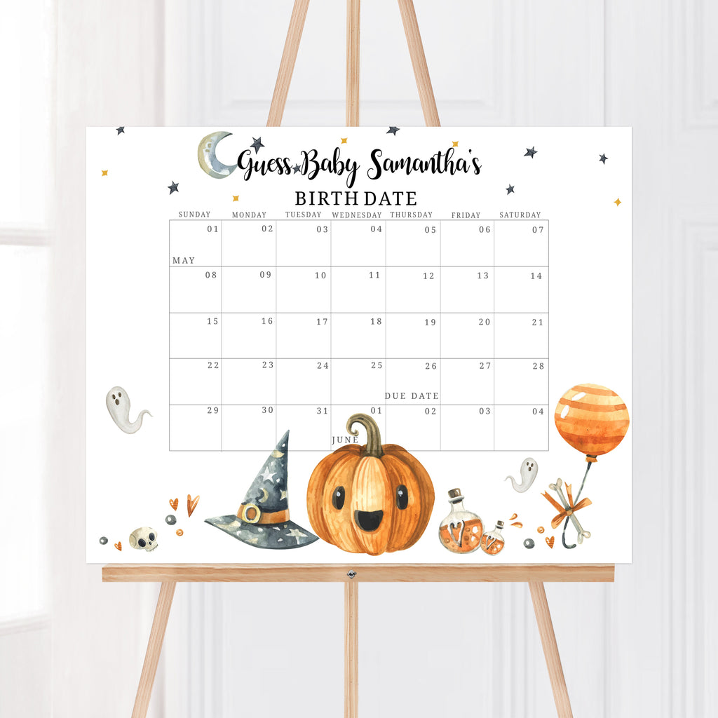 Halloween Baby Shower Due Date Calendar