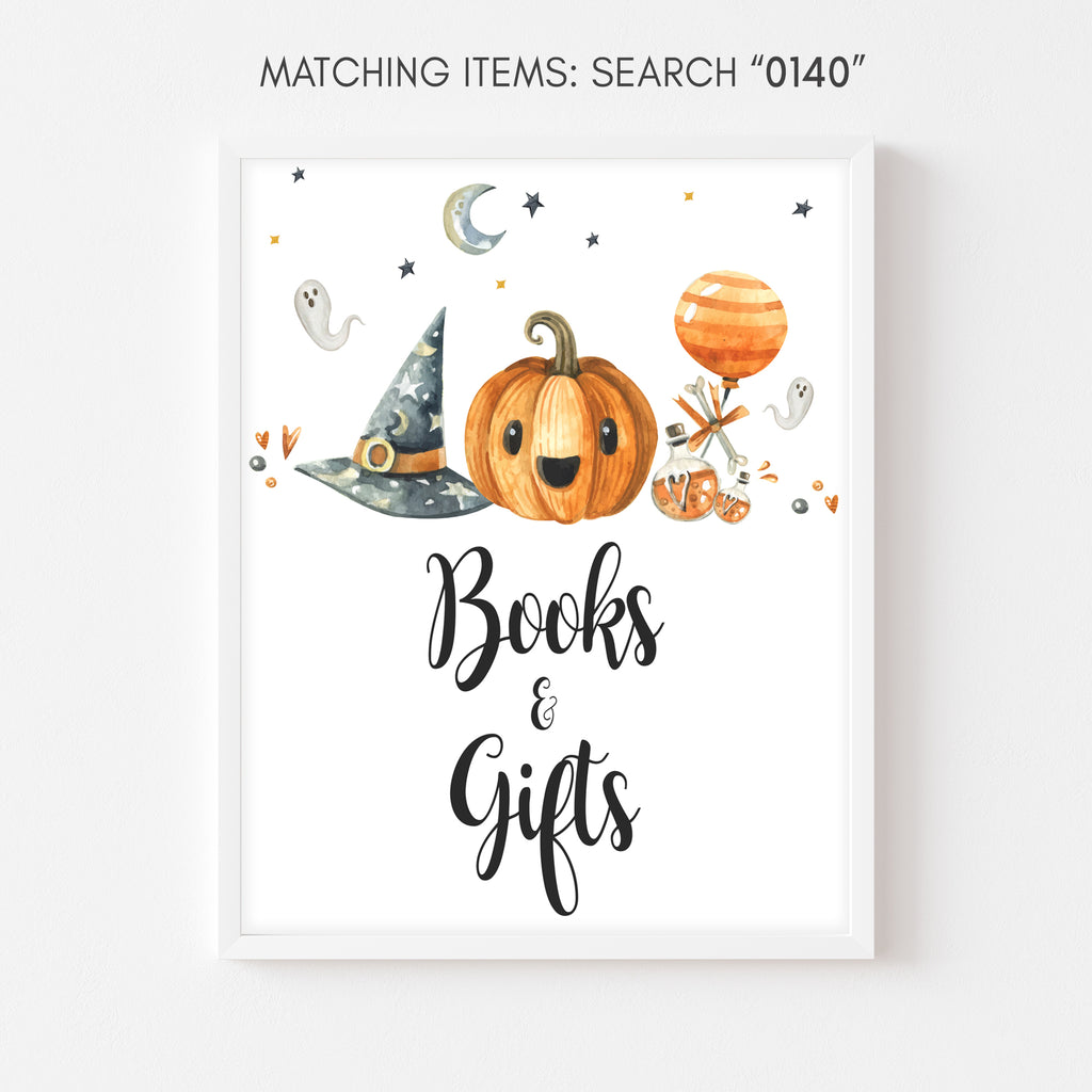 Halloween Baby Shower Books and Gifts Sign