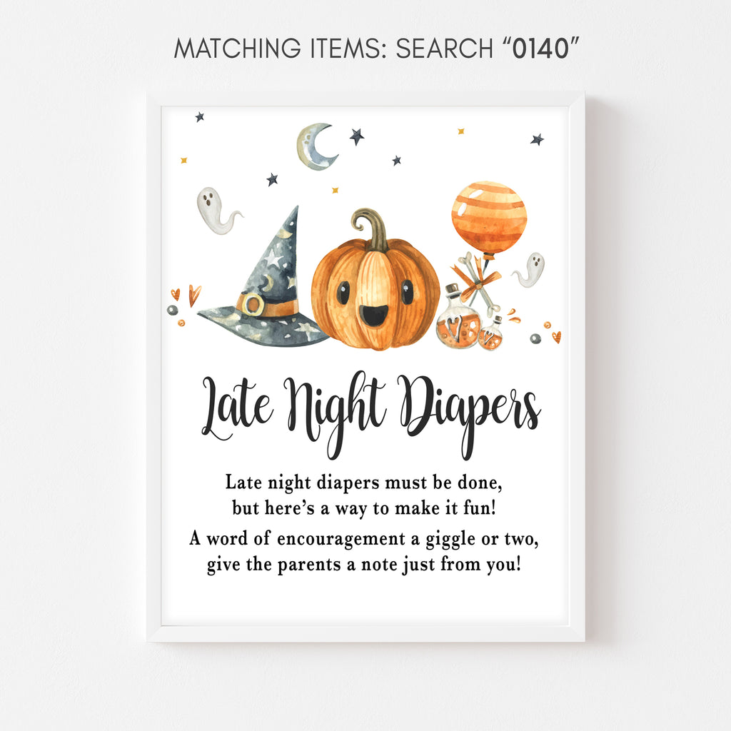 Halloween Baby Shower Late Night Diapers Sign