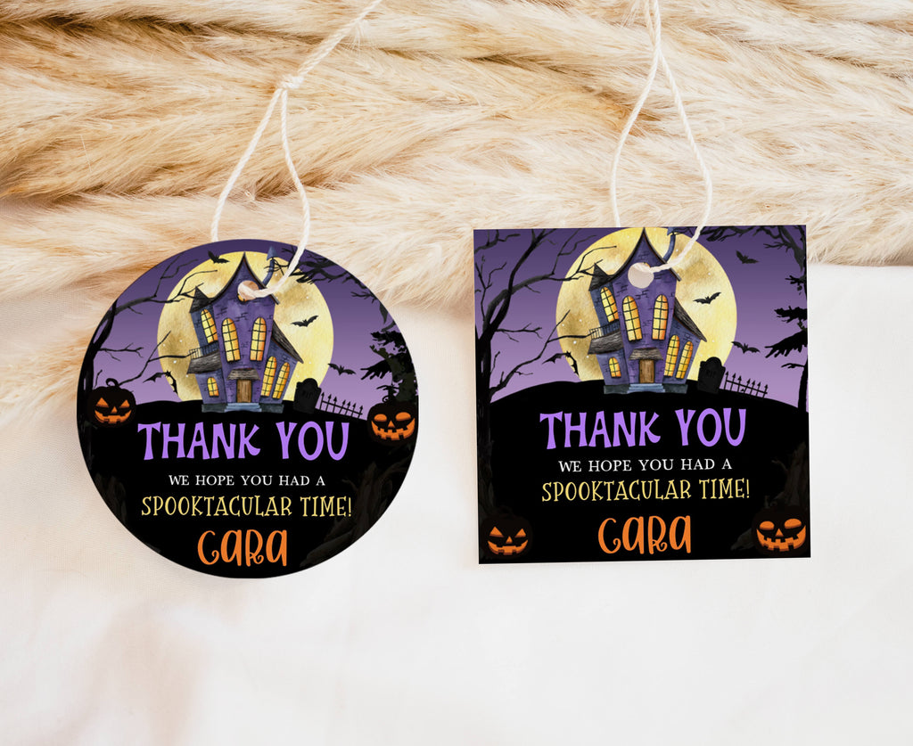 Haunted House Halloween Birthday Party Favor Tag