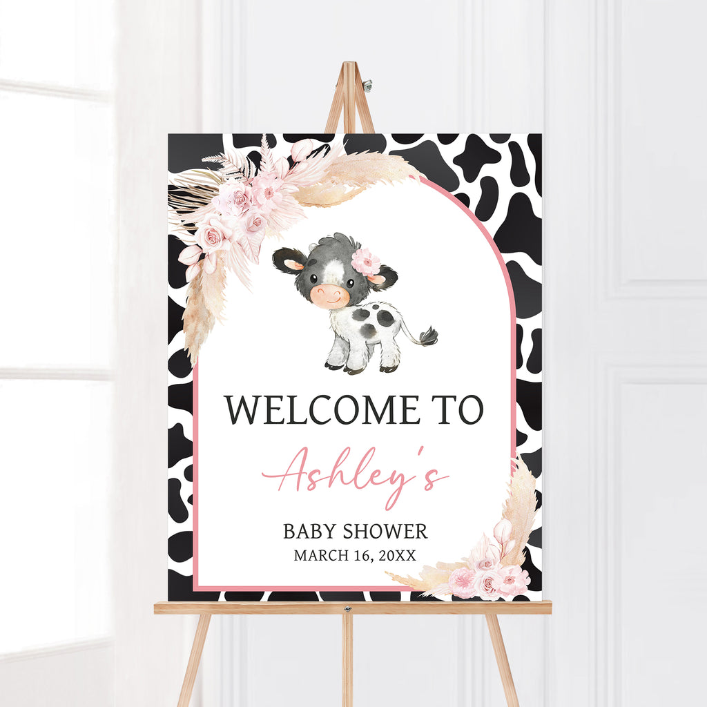 Cow Baby Shower Welcome Sign