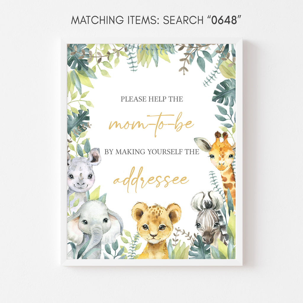 Safari Baby Shower Envelope Station Sign