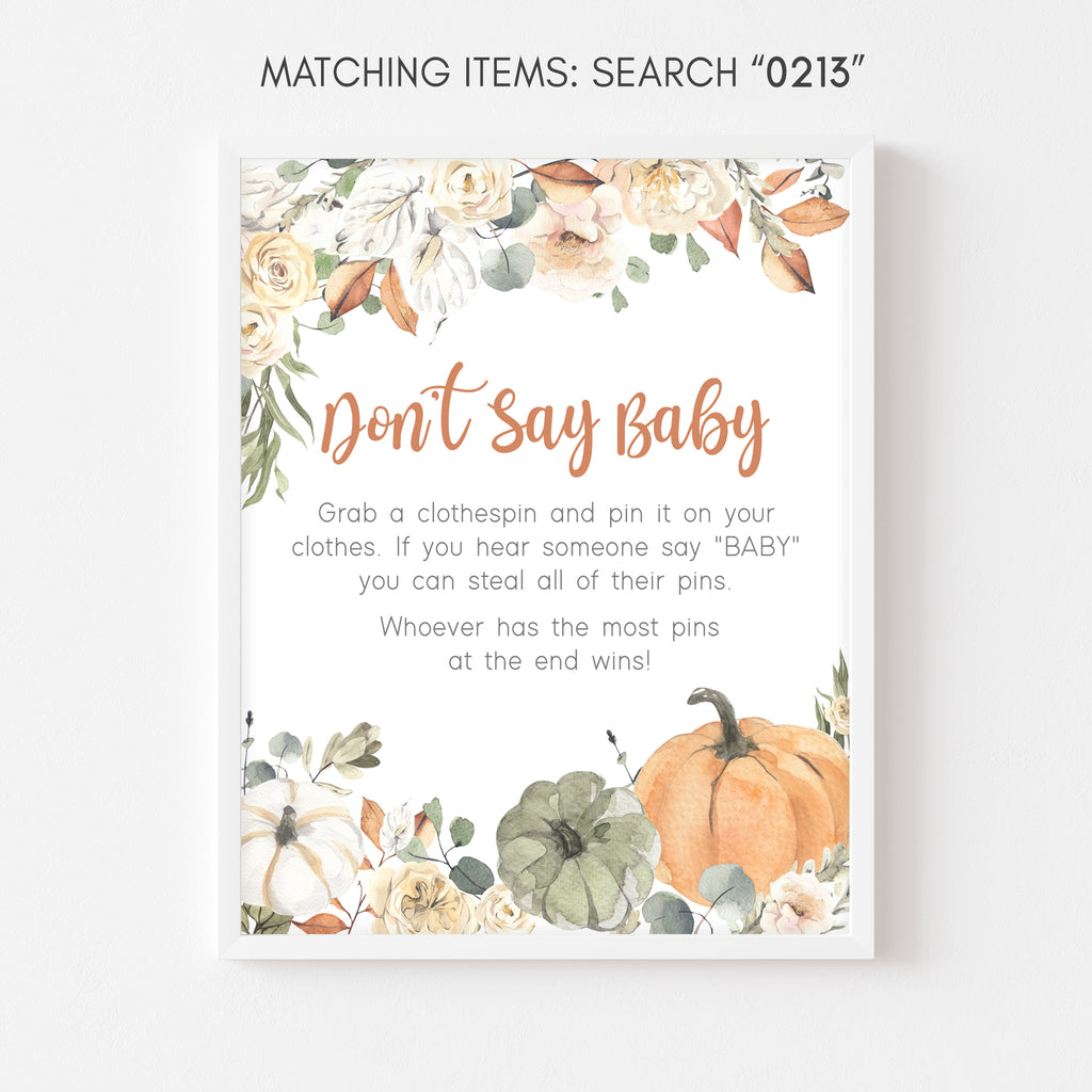 Little Pumpkin Baby Shower Don't Say Baby Sign