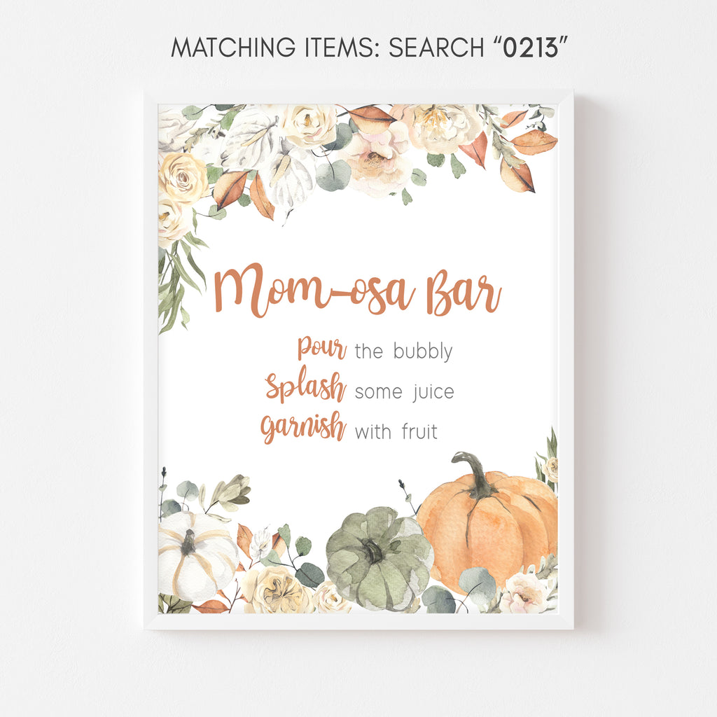 Little Pumpkin Baby Shower Mom Osa Bar Sign